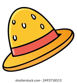 yellow straw hat for beach vector illustration