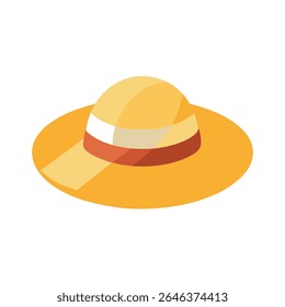 Yellow Straw Hat – Wide-Brimmed Summer Headwear with White and Red Bands