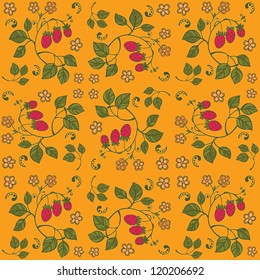 Yellow strawberry seamless background