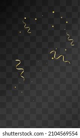 Vector de Navidad Amarillo Streamer Fondo transparente. Feliz Diseño de Confetti. Planta De Cinta Caída. Ilustración De La Diversión Del Oro.