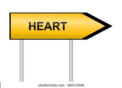 Yellow street sign Heart, vector