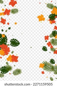 Yellow Strelitzia Background Transparent Vector. Leaf Jungle Frame. Green Leaves. Resort Card. Light Green Painting Pattern.