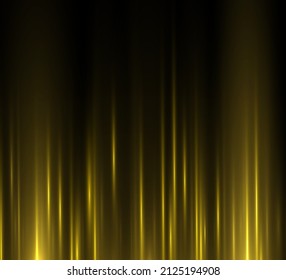 Yellow Stripe Vertical Lines. Abstract Glow Light Lines, Motion Light Of High Speed Car. Gold Lights Shiny Vertical Line Glitters Holiday Festival On Dark Background. Long Trails Fire Speed. Vector.