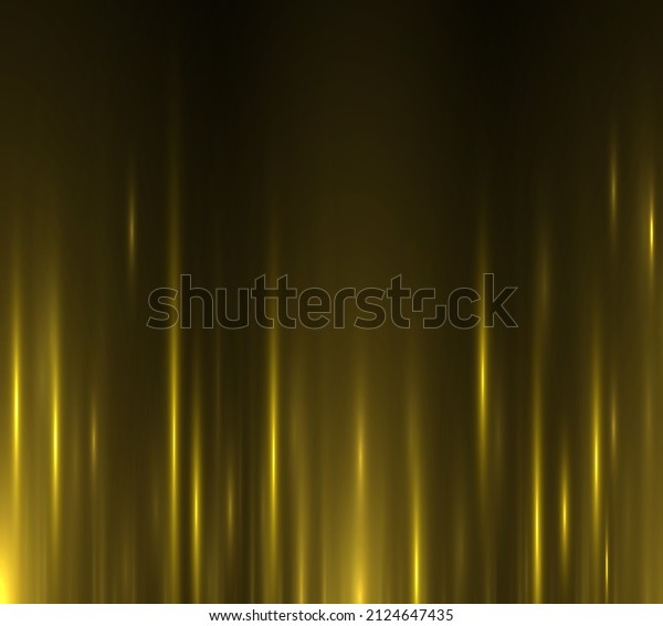 Yellow stripe vertical lines. Abstract glow light\
lines, motion light of high speed car. Gold lights shiny vertical\
line glitters holiday festival on dark background. long trails fire\
speed. Vector.