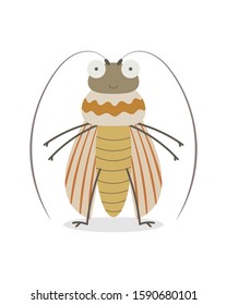 Yellow striped beetle vector cartoon. Cucumber beetle vector illustration isolated on white background. Funny insect cartoon. 