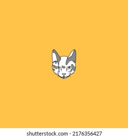 yellow striped cat face logo