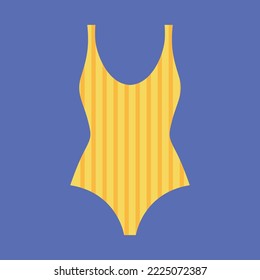 Yellow striped closed swimsuit for women