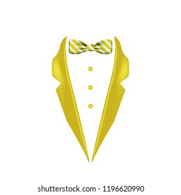yellow striped colored bow tie dinner jacket collar icon. Element of evening menswear illustration