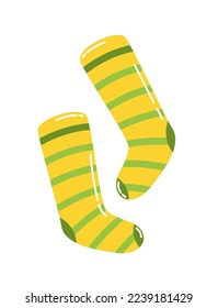 Yellow Striped Socks St. Patrick's Day Vector Illustration Flat 