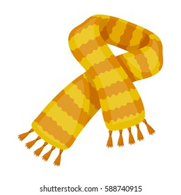 Yellow striped wool scarf.Scarves and shawls single icon in cartoon style vector symbol stock illustration.