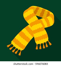 Yellow striped wool scarf.Scarves and shawls single icon in flat style vector symbol stock illustration.