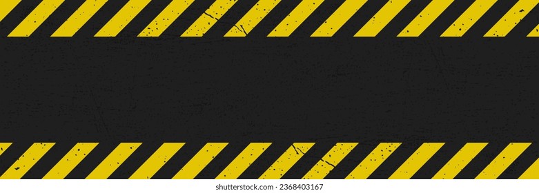 Yellow Stripped on black background. Grunge long plaque with yellow and black stripes and text space. Template rectangle. Vector illustration EPS10.