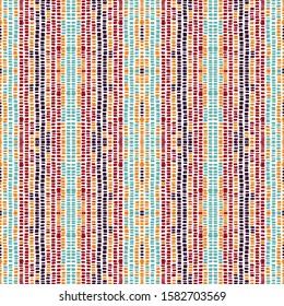 Yellow Stroke Line Vector Seamless Pattern. Graphic Stripe Texture. Blue Mexican Stroke Pattern. American Abstract Stripe  Pattern.