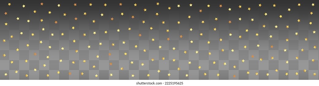 Yellow Stroke Vector Transparent Panoramic Background. Gold Confetti Festive Banner. Swirl Effect Card. Glitter Happy Postcard.