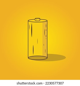 Yellow strong battery illustration, battery vector icon