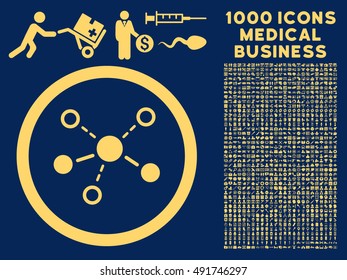 Yellow Structure vector rounded icon. Image style is a flat icon symbol inside a circle, blue background. Bonus clip art includes 1000 health care business pictographs.