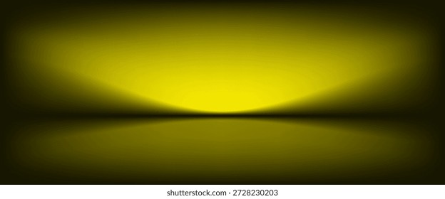 Fondo de estudio amarillo. Abstractas sala de estudio del podio del limbo. Piso de pared degradado rojo oscuro y escena de foco. Escaparate, exhibición de la promoción. Ilustración de maqueta de etapa de Vector

