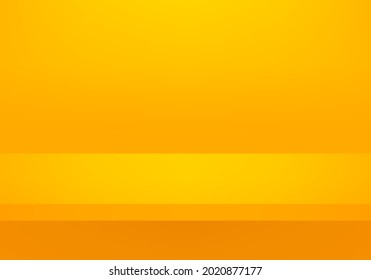 Yellow studio background. Room in the 3d. Vector background.