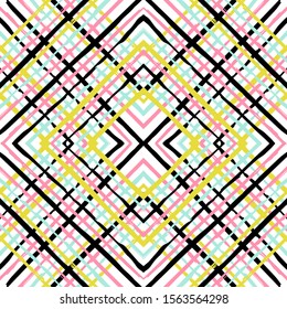 Yellow Stylish Stripe Vector Seamless Pattern. Abstract Line Mexican Wallpaper. Blue Paint Stroke Pattern. American Trendy Navy Print. Textile Scandinavian Vector Seamless Pattern