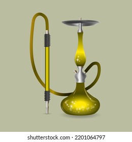 Yellow stylized glass hookah with magic potion inside