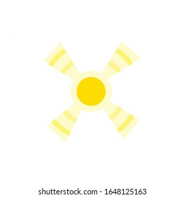 Yellow Stylized Sun with rays. Stock Vector illustration isolated on white background.