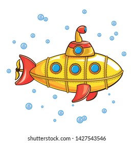 Yellow submarine icon. Cartoon of yellow submarine vector icon for web design isolated on white background