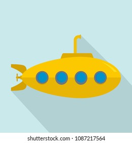 Yellow submarine icon. Flat illustration of yellow submarine vector icon for web design