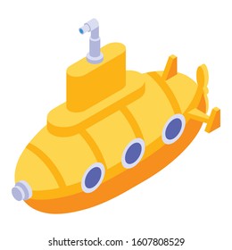 Yellow submarine icon. Isometric of yellow submarine vector icon for web design isolated on white background