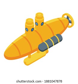 Icono del submarino amarillo. Isométrico del icono del vector submarino amarillo para el diseño web aislado en fondo blanco