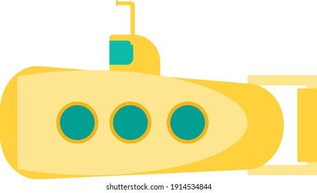 Yellow submarine, illustration, vector on a white background.