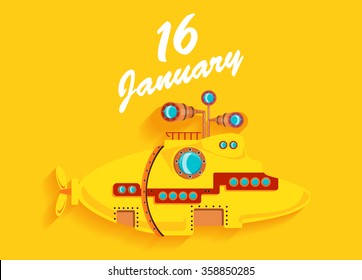 Yellow submarine on a background. Image. Illustration Vector.
