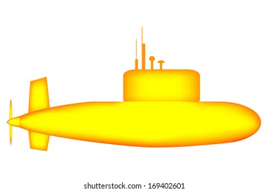 Yellow submarine on white background.