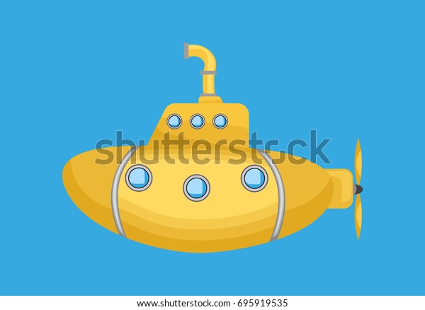 Yellow Submarine Periscope Cartoon Underwater Ship Stock Vector ...