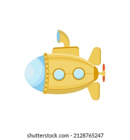 Yellow Submarine with periscope, Flat design. Vector