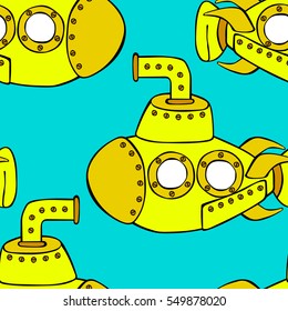 Yellow Submarine. Seamless vector pattern (background).