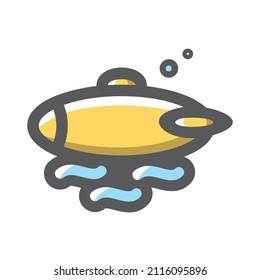 Yellow submarine simple Vector icon Cartoon illustration