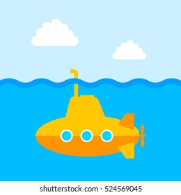 Yellow submarine vector icon 