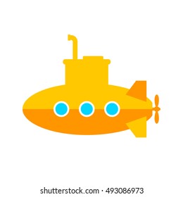 Yellow submarine vector icon on white background   