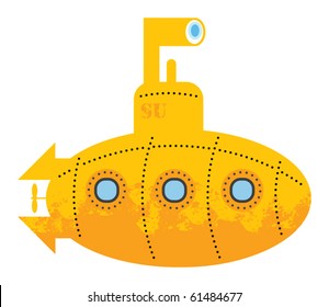 Yellow submarine, vector illustration