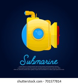 Yellow Submarine Vector Illustration.