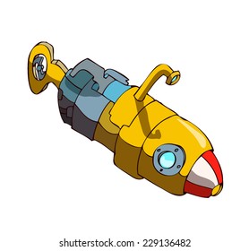 Yellow Submarine Vector Illustration isolated on White Background. 