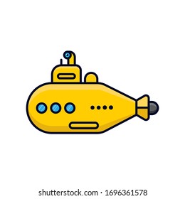 Yellow submarine vessel isolated vector illustration for Submarine Day on April 11th. 