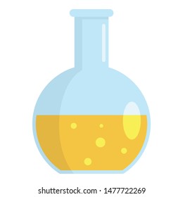Yellow substance flask icon. Flat illustration of yellow substance flask vector icon for web design