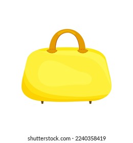 Yellow suitcase with brown handles. cartoon style. Vector stock illustration. White background. isolated. Journey. hike.