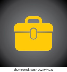 Yellow Suitcase icon on black background.