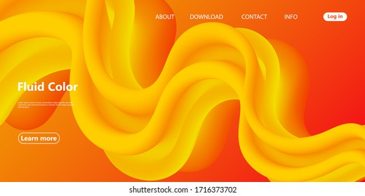 Yellow Summer. 3d Fluid Poster. Yellow Minimal. Abstract Flow. Vibrant Color. 3d Wave. Fluid Colors. Liquid Shape. Flow Wave. Yellow Background. Vector.