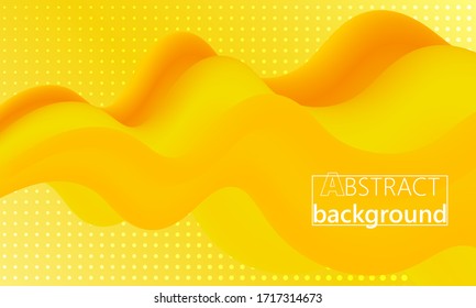 Yellow Summer. 3d Fluid Poster. Yellow Minimal. Abstract Flow. Vibrant Color. 3d Wave. Fluid Colors. Liquid Shape. Flow Wave. Yellow Background. Vector.