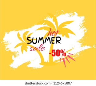 Yellow Summer Sale banner with pieces bright design. 