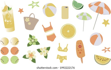 yellow summer sets(cocktail, hibiscus flower and more)