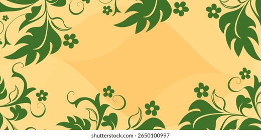 Yellow summer tropical background with palm leaves. Minimal flat design in bright color palette. Vector illustration perfect for vacation, beach, travel, and seasonal creative projects. eps10